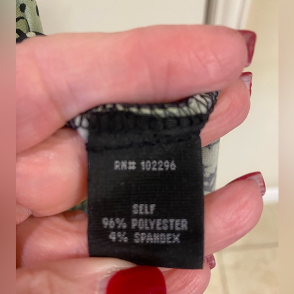 Connected Apparel Dress - Size 12 sage green and black with velvet lines - Picture 2 of 6